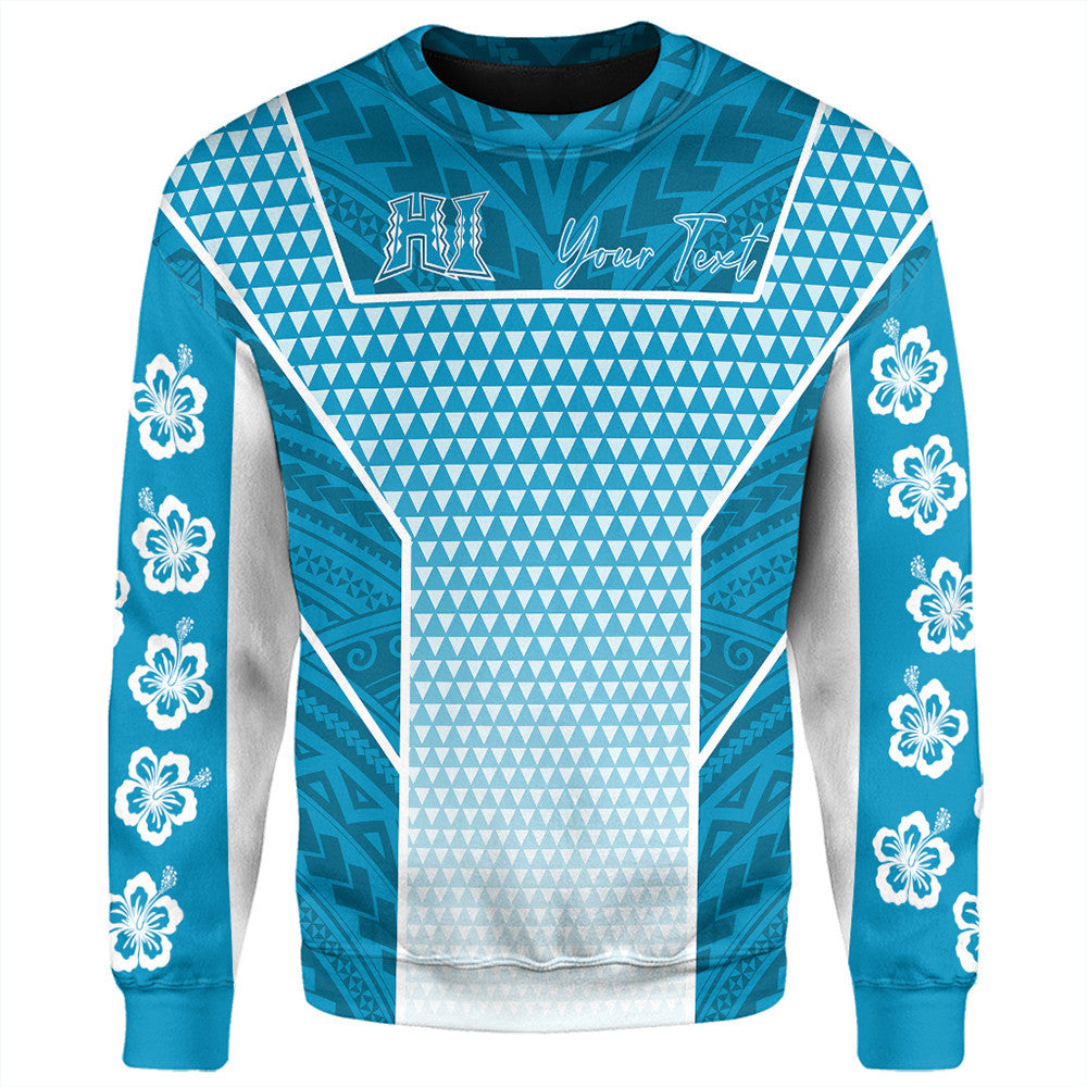 Polynesian Sweatshirt Personalized Kakau Hawaii Polynesian Blue Gradient Sweatshirt