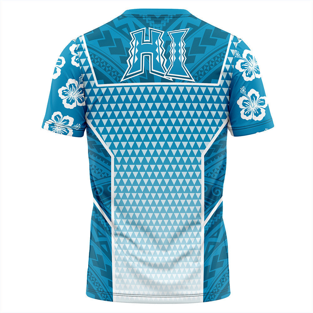 Polynesian T Shirt Personalized Kakau Hawaii Polynesian Blue Gradient T Shirt