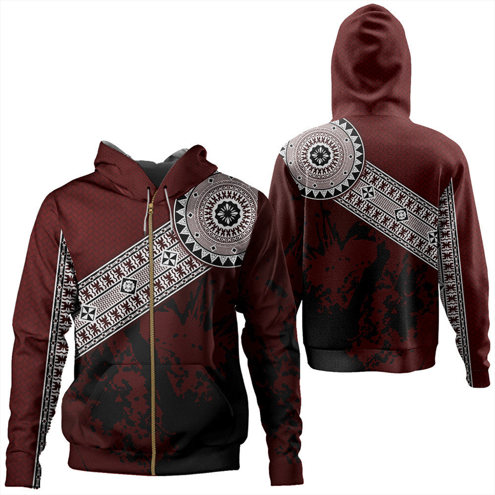 Polynesian Pride Hoodie Fiji Masa Paint Style Zip Hoodie