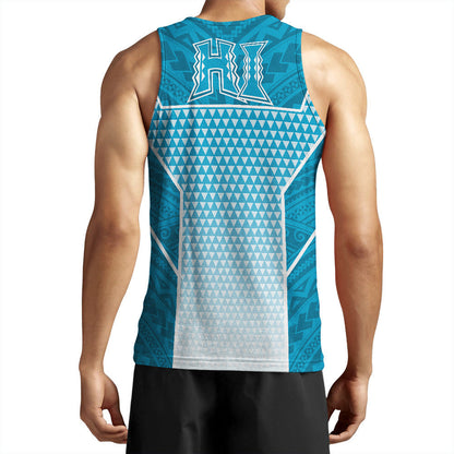 Polynesian Pride Tank Top Personalized Kakau Hawaii Polynesian Blue Gradient Tank Top