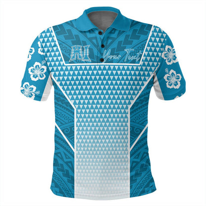 Polynesian Polo Shirt - Personalized Kakau Hawaii Polynesian Blue Gradient Polo Shirt