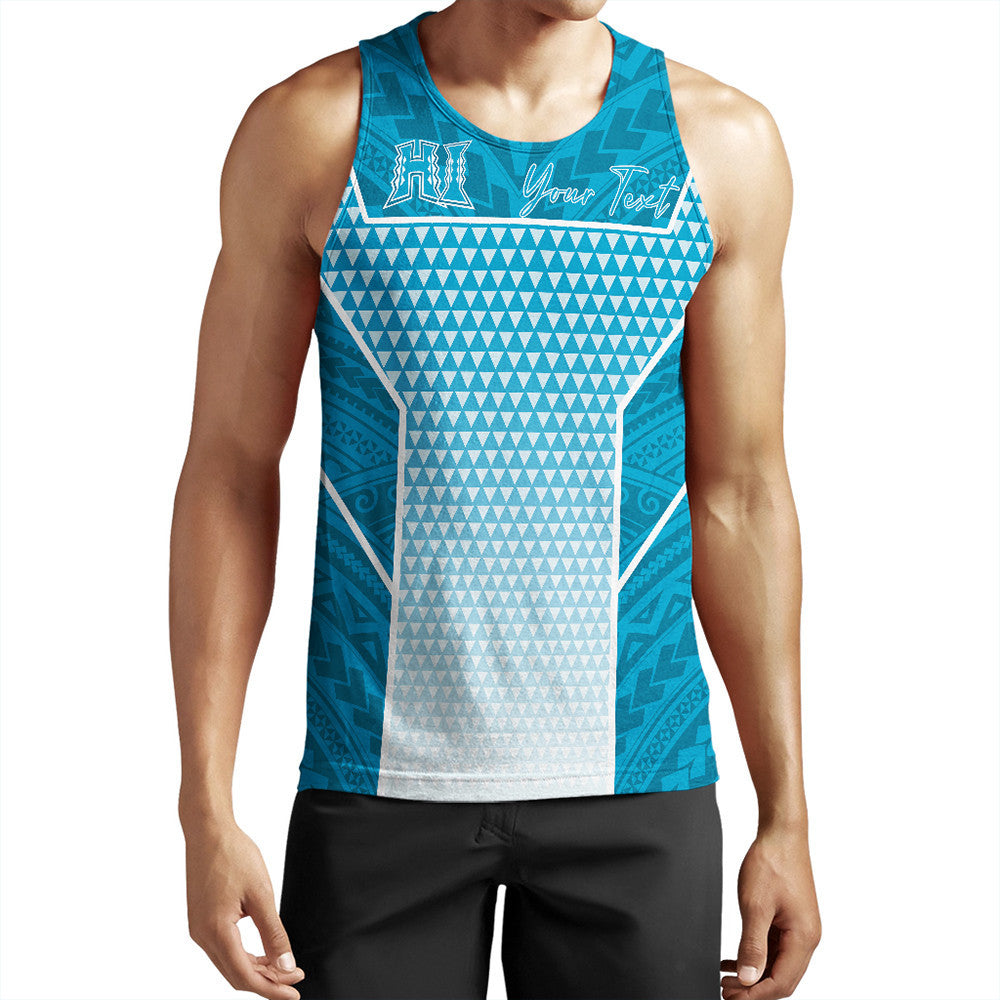 Polynesian Pride Tank Top Personalized Kakau Hawaii Polynesian Blue Gradient Tank Top