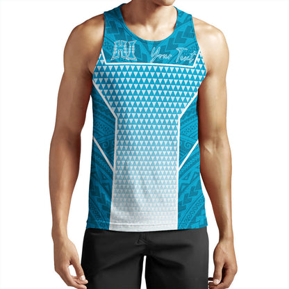 Polynesian Pride Tank Top Personalized Kakau Hawaii Polynesian Blue Gradient Tank Top