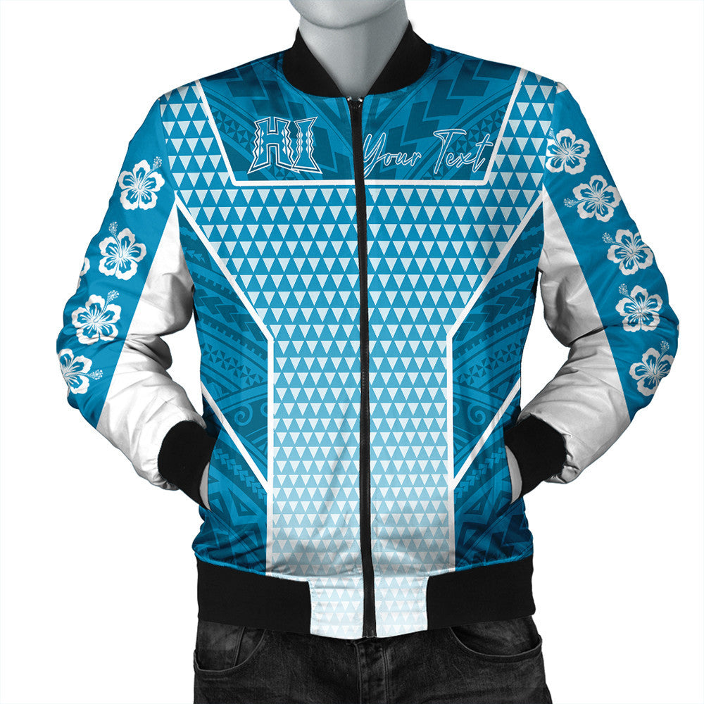 Polynesian Jacket Personalized Kakau Hawaii Polynesian Blue Gradient Bomber Jacket