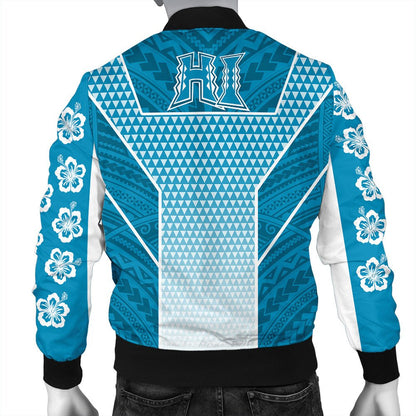 Polynesian Jacket Personalized Kakau Hawaii Polynesian Blue Gradient Bomber Jacket