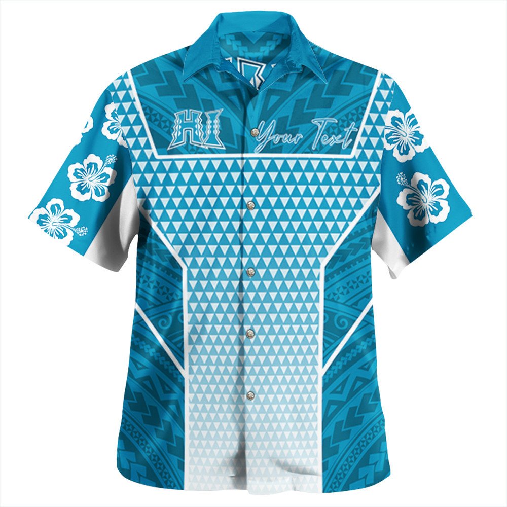 Polynesian Shirt - Personalized Kakau Hawaii Polynesian Blue Gradient Hawaiian Shirt