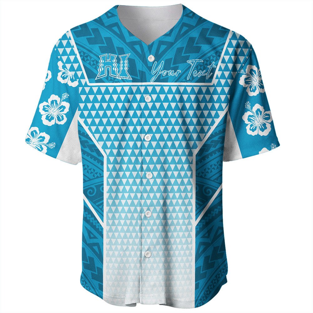 Polynesian Shirt Personalized Kakau Hawaii Polynesian Blue Gradient Baseball Jersey