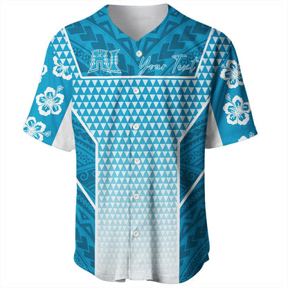 Polynesian Shirt Personalized Kakau Hawaii Polynesian Blue Gradient Baseball Jersey
