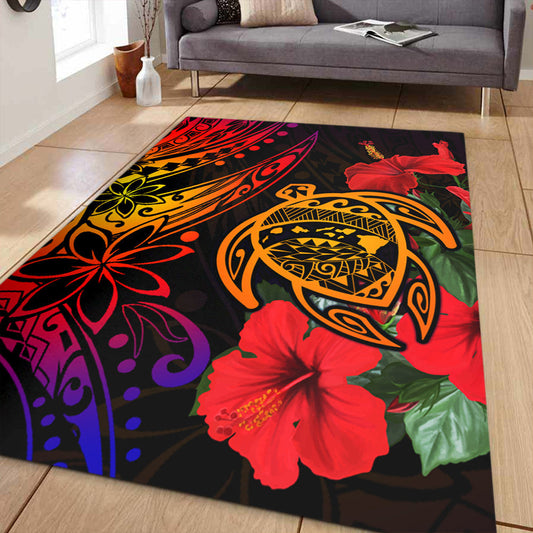 Polynesian Home Set Hawaii Turtle Ocean Area Rug