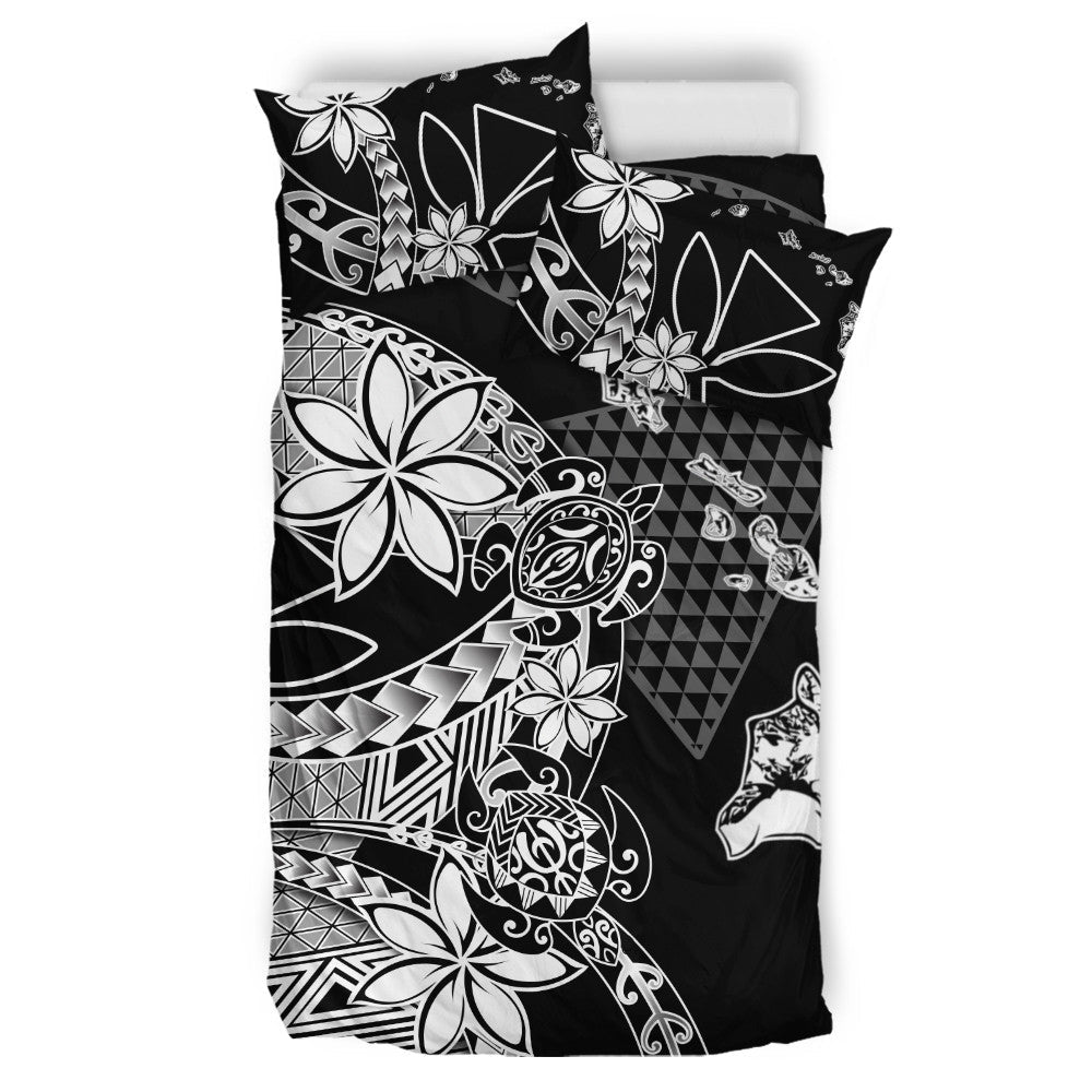 Polynesian Pride Home Set Kanaka Black Kakau Hawaiian Bedding Set (Duvet Cover and Pillow Cases)