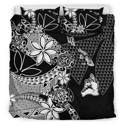 Polynesian Pride Home Set Kanaka Black Kakau Hawaiian Bedding Set (Duvet Cover and Pillow Cases)