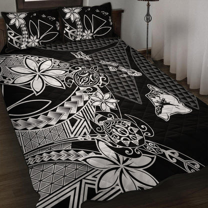 Polynesian Home Set Kanaka Black Kakau Hawaiian Quilt Bed Set