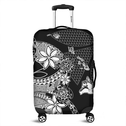 Polynesian Luggage Covers Kanaka Black Kakau Hawaiian Travel Suitcase Cover