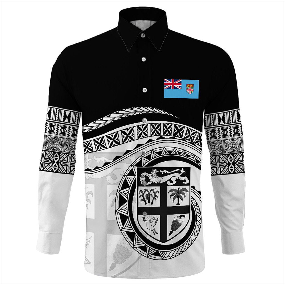Polynesian Shirt Fiji Rugby Concept Long Sleeve Button Shirt