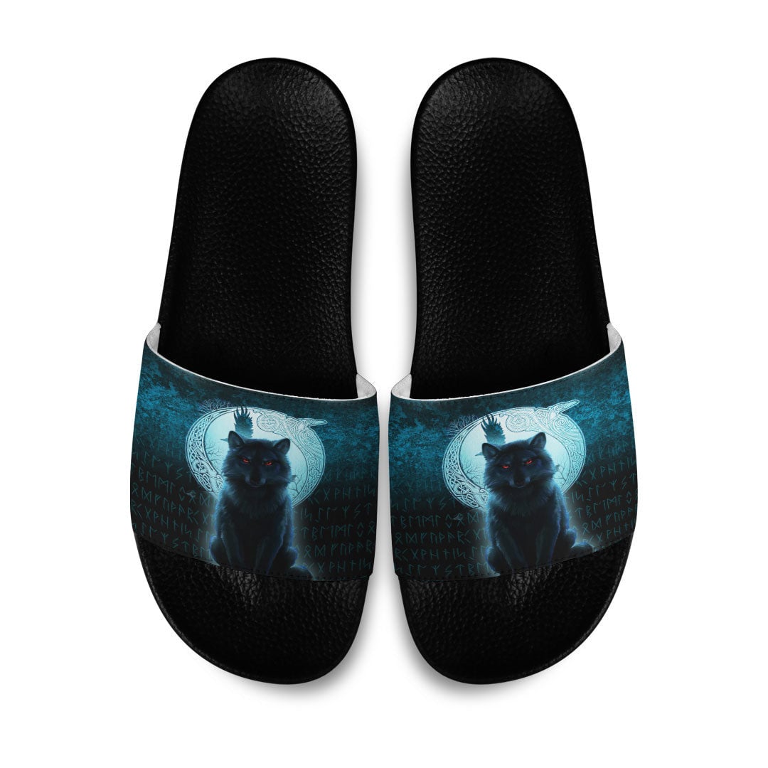 Slide Sandals Fenrir Viking Wolf Cyan Version Slide Sandals