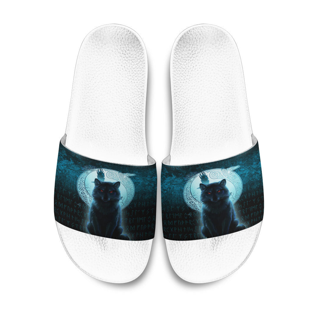Slide Sandals Fenrir Viking Wolf Cyan Version Slide Sandals