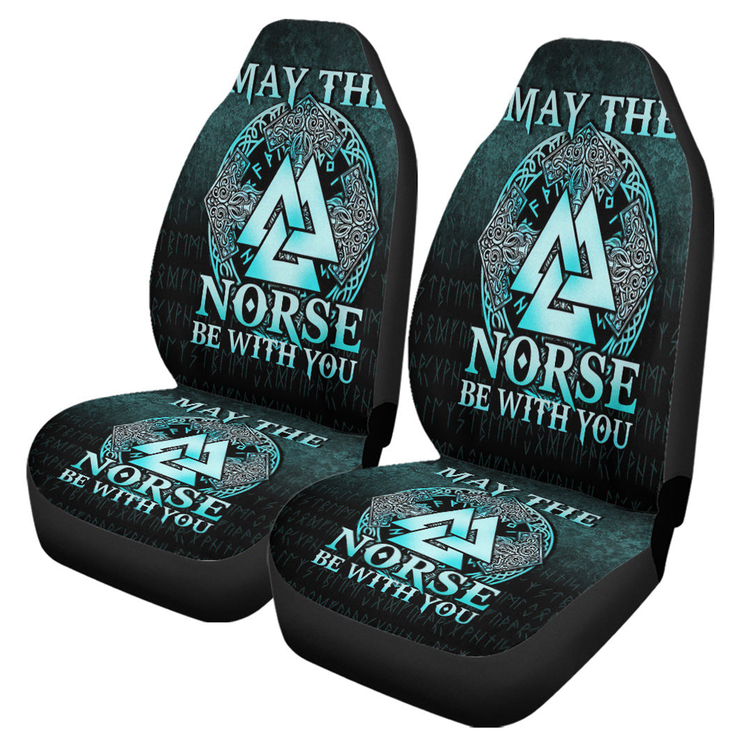 Car Seat Covers May The Norse Be With You Viking Cyan Version Car Seat Covers