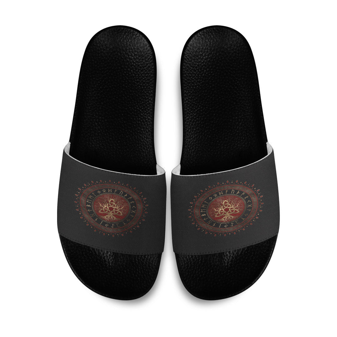 Slide Sandals Tree of Life with Triquetra Slide Sandals