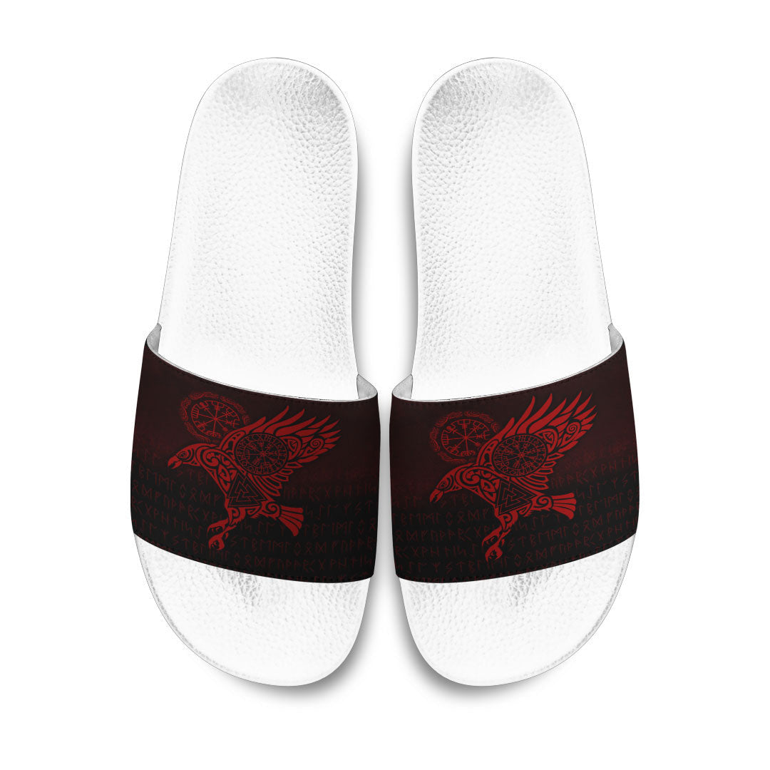 Slide Sandals Raven Vegvisir Tattoo Red Version Slide Sandals