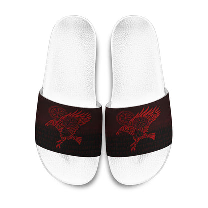 Slide Sandals Raven Vegvisir Tattoo Red Version Slide Sandals