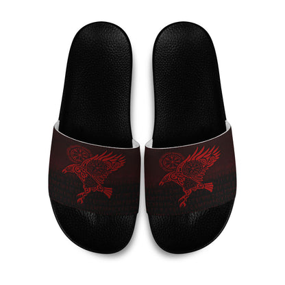 Slide Sandals Raven Vegvisir Tattoo Red Version Slide Sandals