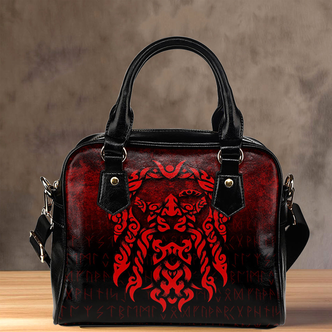 Shoulder Handbag Viking God Odin Allfather In Asgard Raven God Red Version Shoulder Handbag