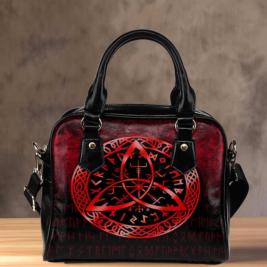 Shoulder Handbag Vegvisir Nordic Viking Rune Red Version Shoulder Handbag