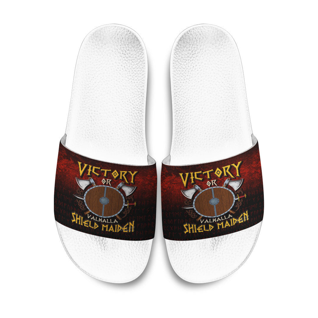 Slide Sandals Victory or Valhalla Shield Maiden Slide Sandals