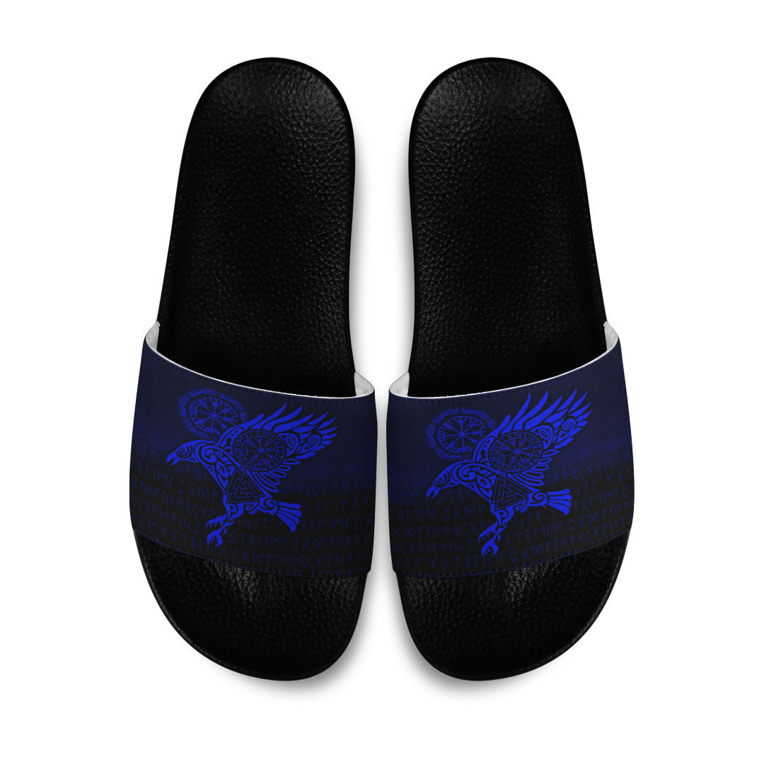 Slide Sandals Raven Vegvisir Tattoo Blue Version Slide Sandals