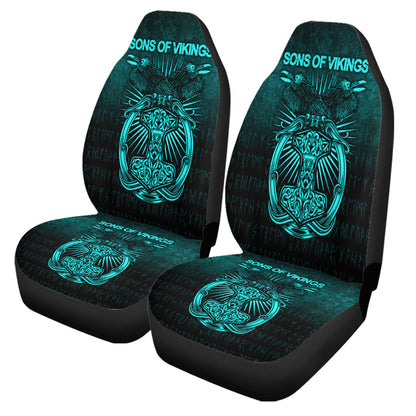 Car Seat Covers Vikings Ravens Mjolnir Cyan Version Car Seat Covers