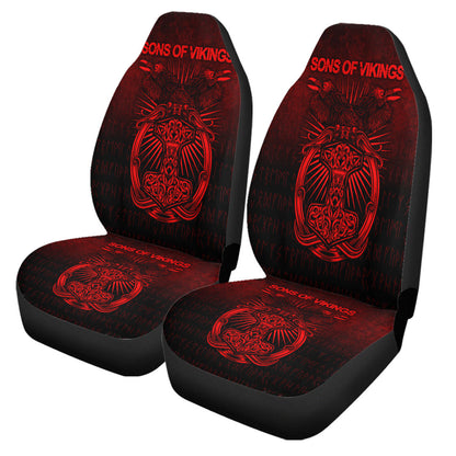Car Seat Covers Vikings Ravens Mjolnir Red Version Car Seat Covers