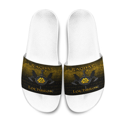Slide Sandals Ragnar Lothbrok Ragnar Lodbrok Viking Warrior Gold Version Slide Sandals