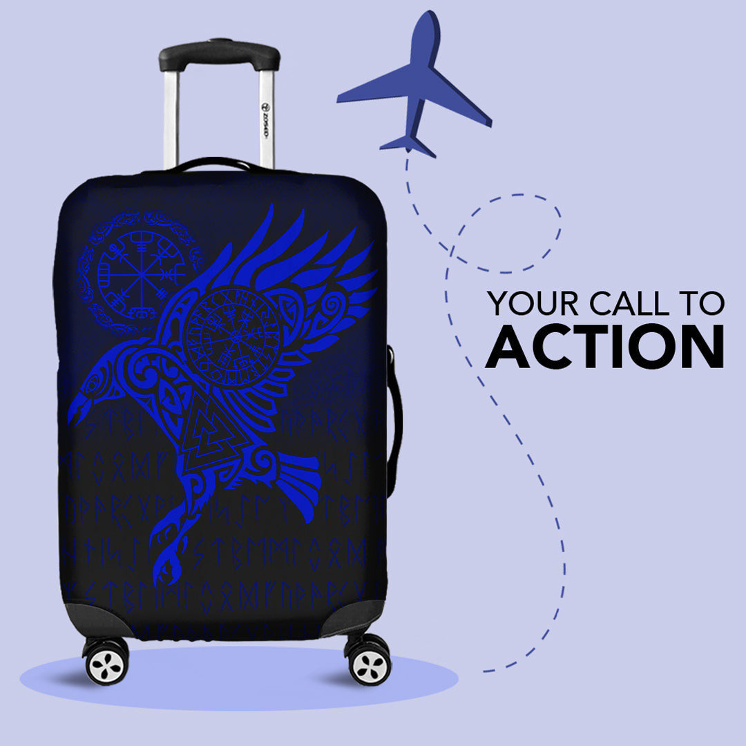 Luggage Covers Raven Vegvisir Tattoo Blue Version Luggage Covers
