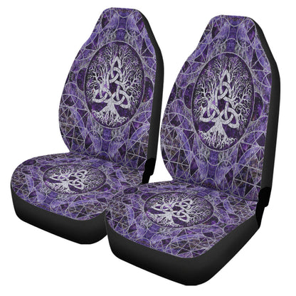 Car Seat Covers Tree Of Life With Triquetra Amethyst And Silver Car Seat Covers