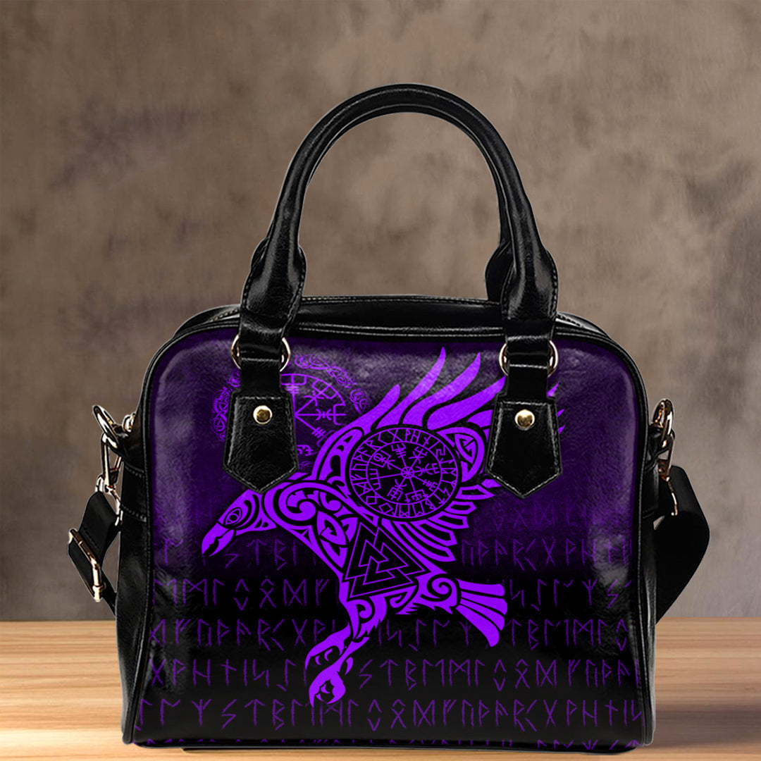Shoulder Handbag Raven Vegvisir Tattoo Purple Version Shoulder Handbag
