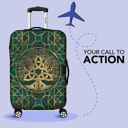 Luggage Covers Tree of Life with Triquetra Malachite and Gold Luggage Covers
