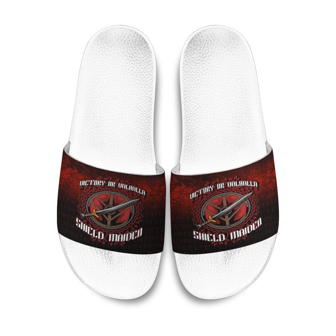 Slide Sandals Victory or Valhalla Shield Maiden Slide Sandals