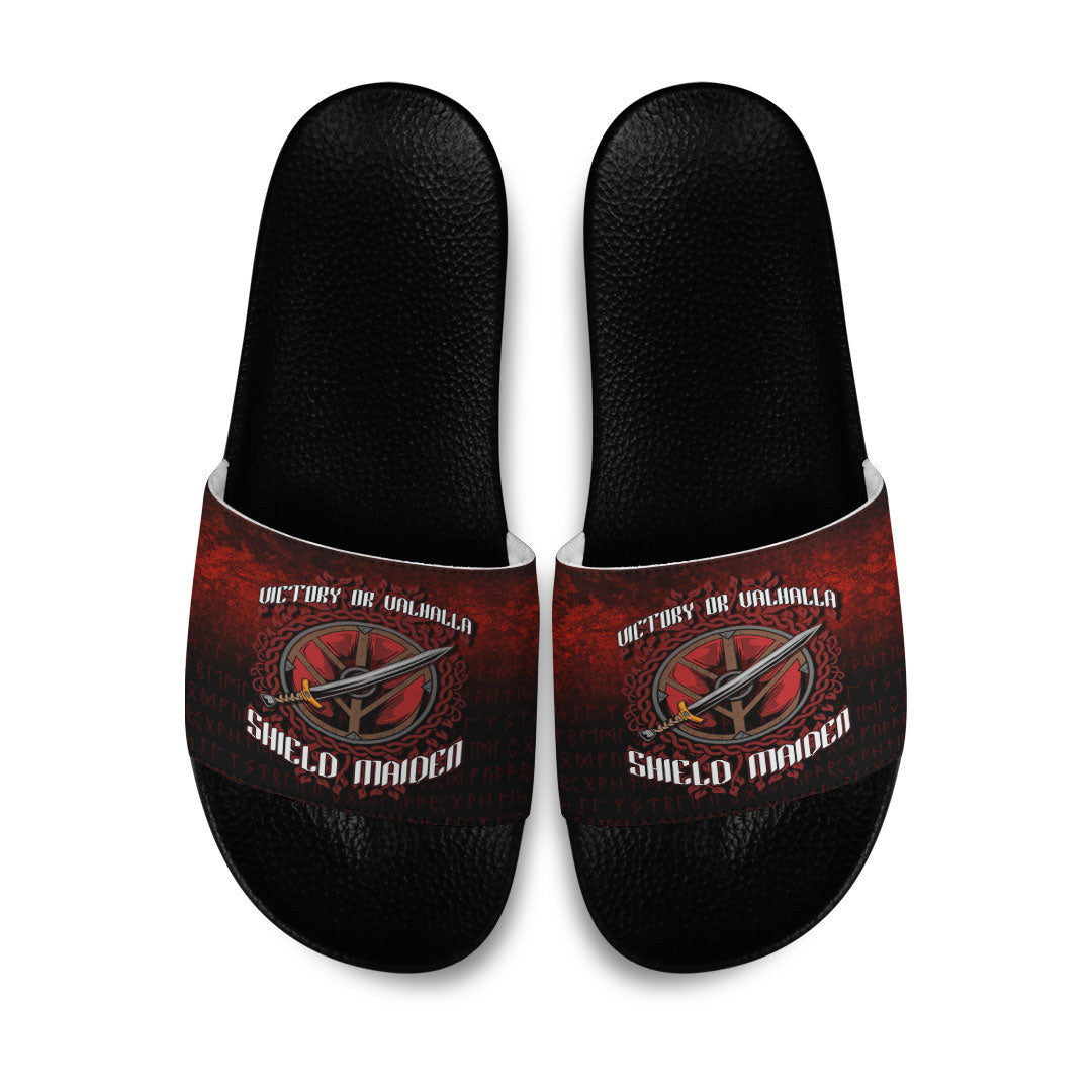 Slide Sandals Victory or Valhalla Shield Maiden Slide Sandals