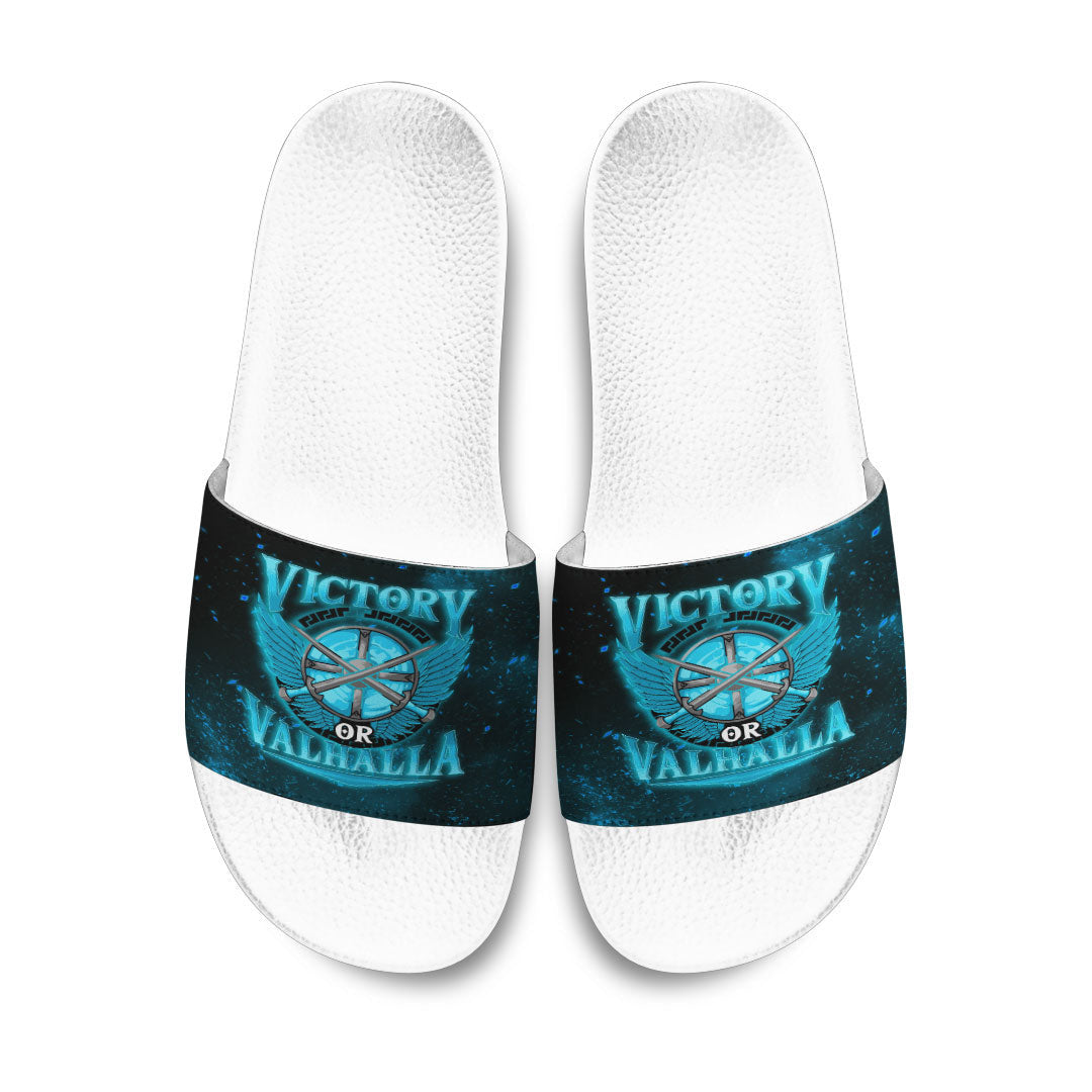 Slide Sandals Victory Or Valhalla Cyan Style Slide Sandals