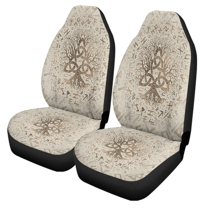 Car Seat Covers Tree Of Life With Triquetra And Futhark Pastel Gold Car Seat Covers