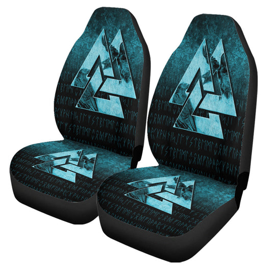 Car Seat Covers Huginn Muninn Ravens From Odin Viking Cyan Version Car Seat Covers