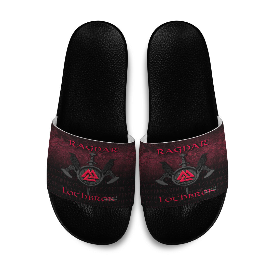 Slide Sandals Ragnar Lothbrok Ragnar Lodbrok Viking Warrior Red Version Slide Sandals