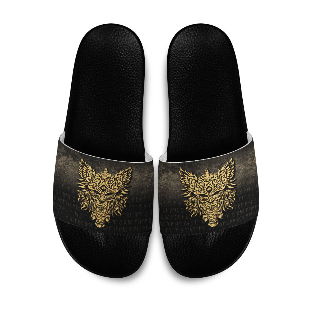 Slide Sandals Odin The Allfather Asgard God And Chief Of Aesir Gold Version Slide Sandals
