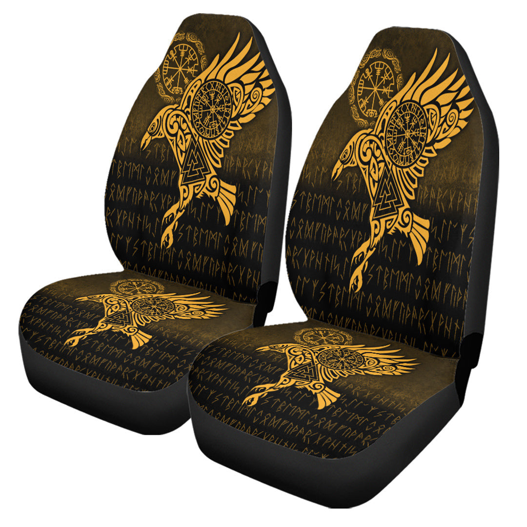 Car Seat Covers Raven Vegvisir Tattoo Gold Version Car Seat Covers