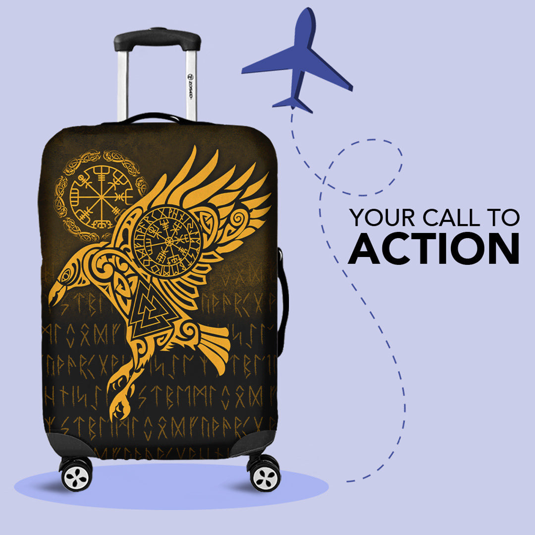 Luggage Covers Raven Vegvisir Tattoo Gold Version Luggage Covers