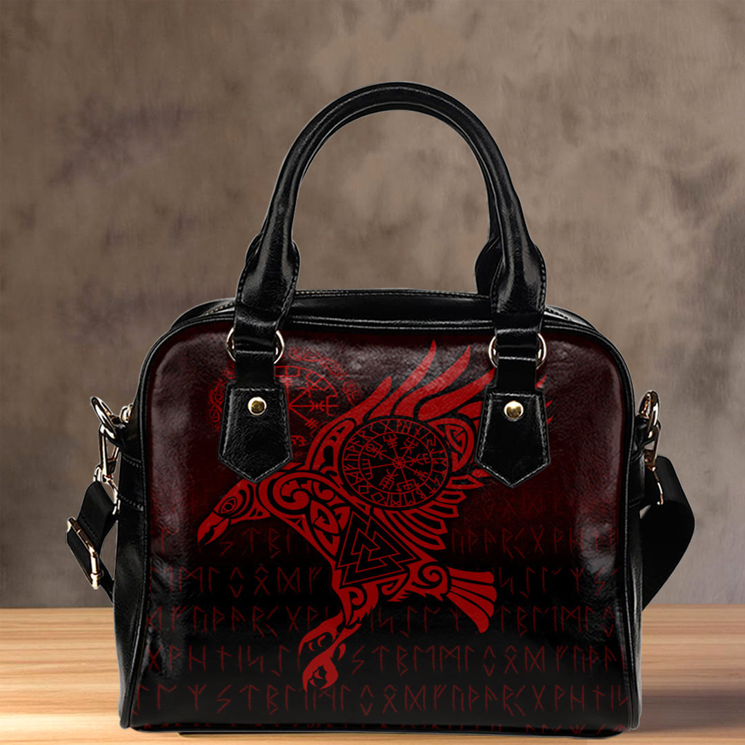 Shoulder Handbag Raven Vegvisir Tattoo Red Version Shoulder Handbag