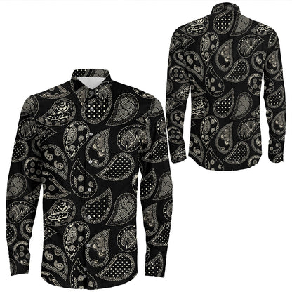 Shirt Paisley Bandana Pattern Seamless Long Sleeve Button Shirt
