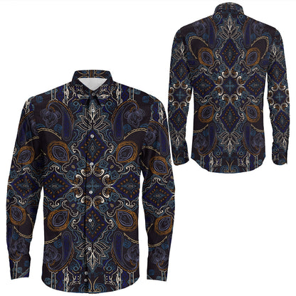 Shirt Paisley Bandana Pattern Seamless Long Sleeve Button Shirt