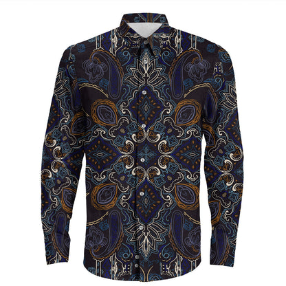 Shirt Paisley Bandana Pattern Seamless Long Sleeve Button Shirt
