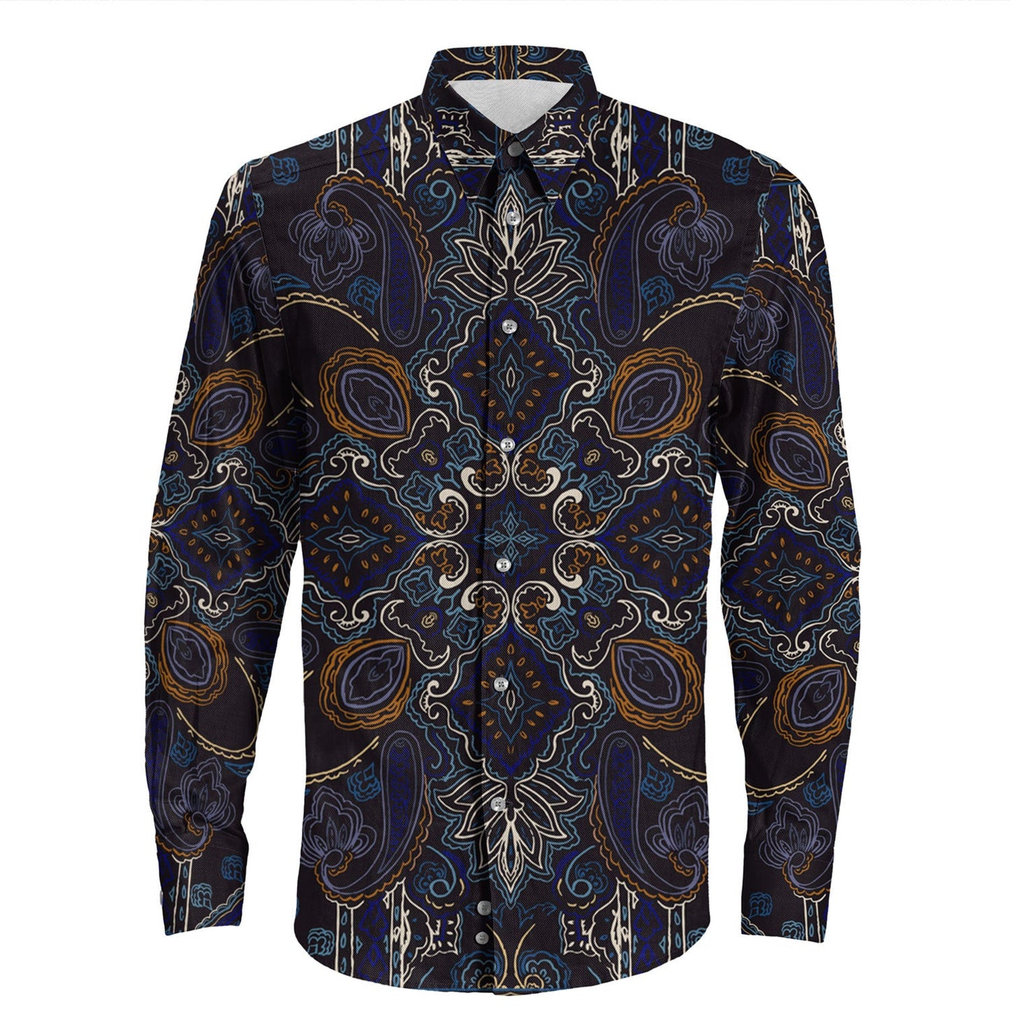 Shirt Paisley Bandana Pattern Seamless Long Sleeve Button Shirt